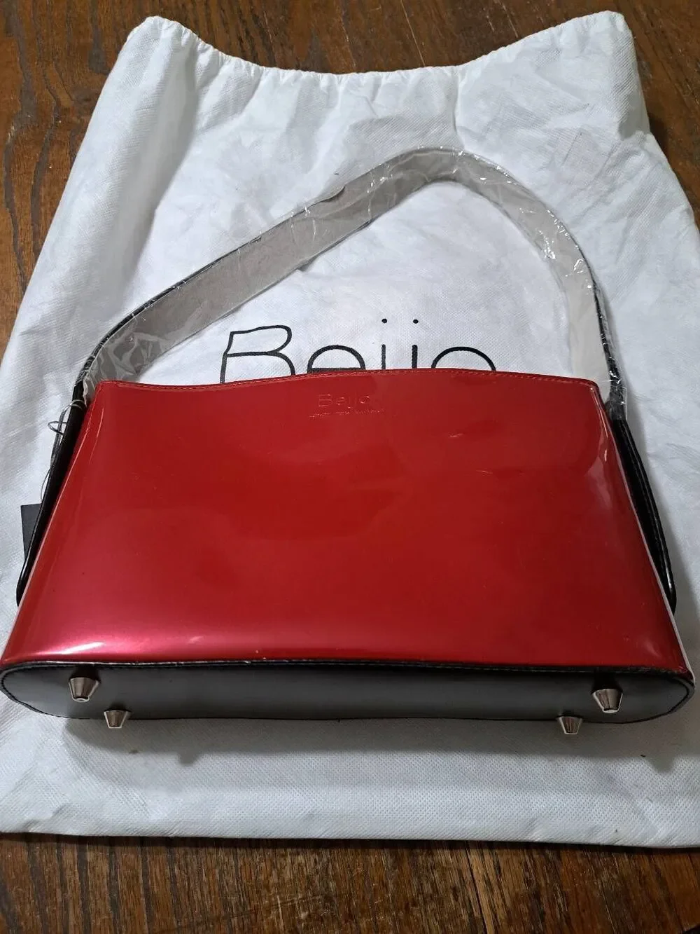 New Beijo 6190 Red Berry and Black Purse Handbag Shoulder Bag Pocket Book